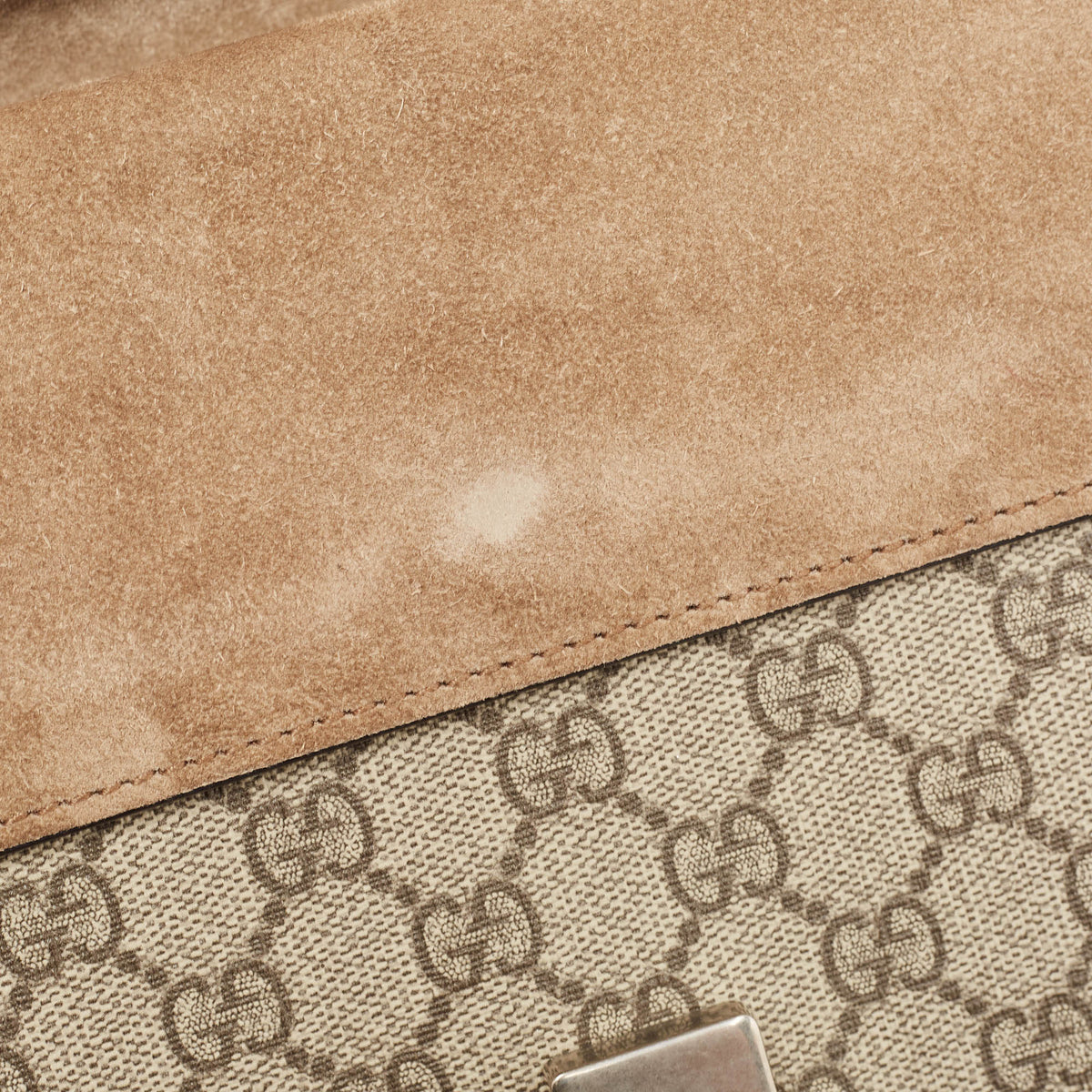 GUCCI Beige GG Supreme Canvas and Suede Small Dionysus Shoulder Bag