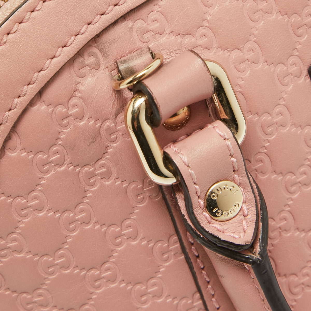 GUCCI Light Pink Microssima Leather Small Dome Bag