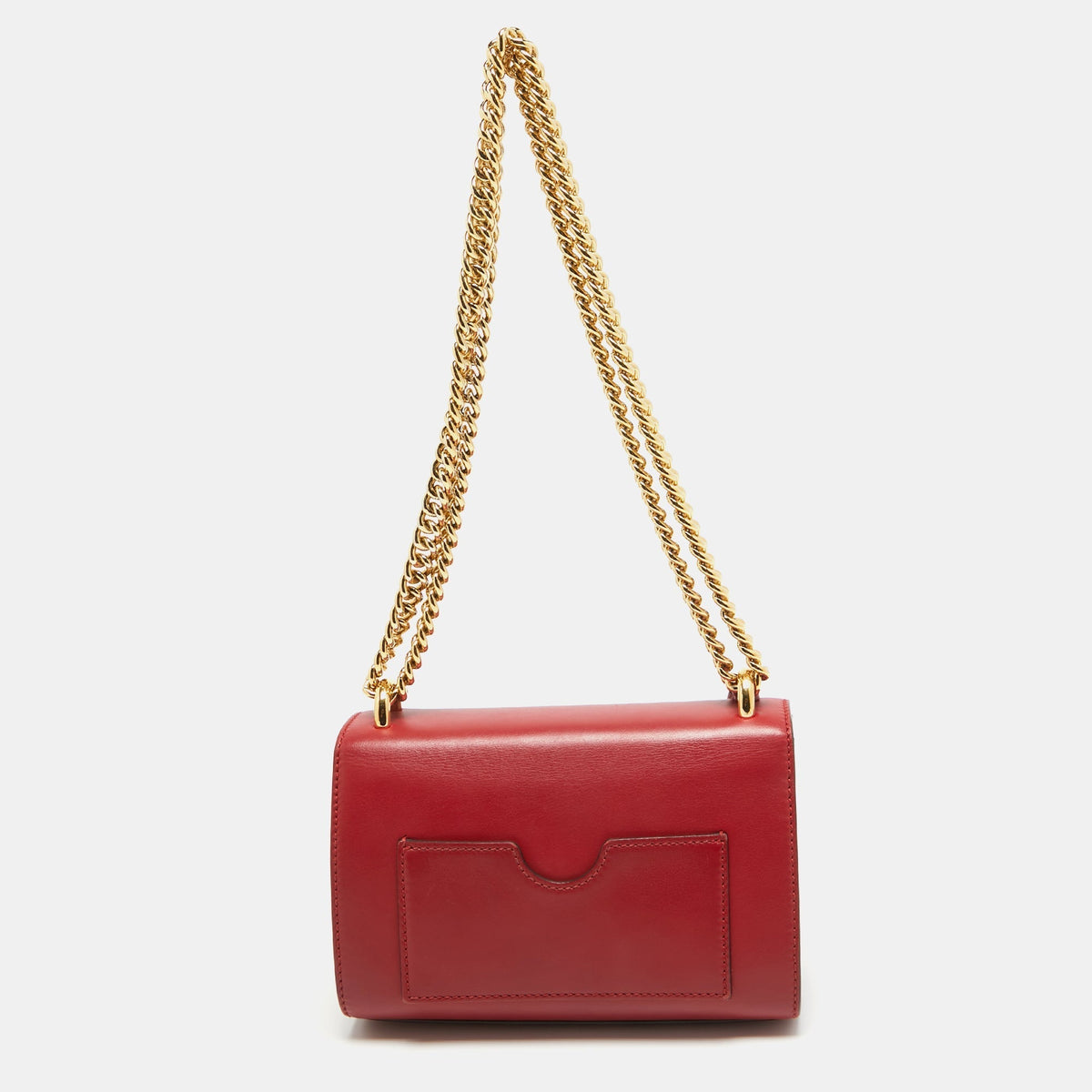 GUCCI Red Leather Small Padlock Shoulder Bag