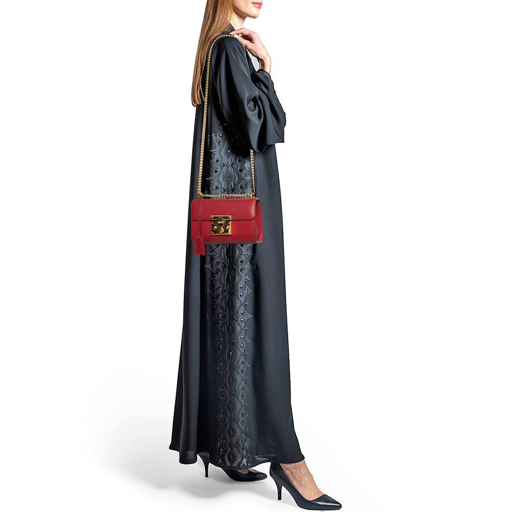 GUCCI Red Leather Small Padlock Shoulder Bag