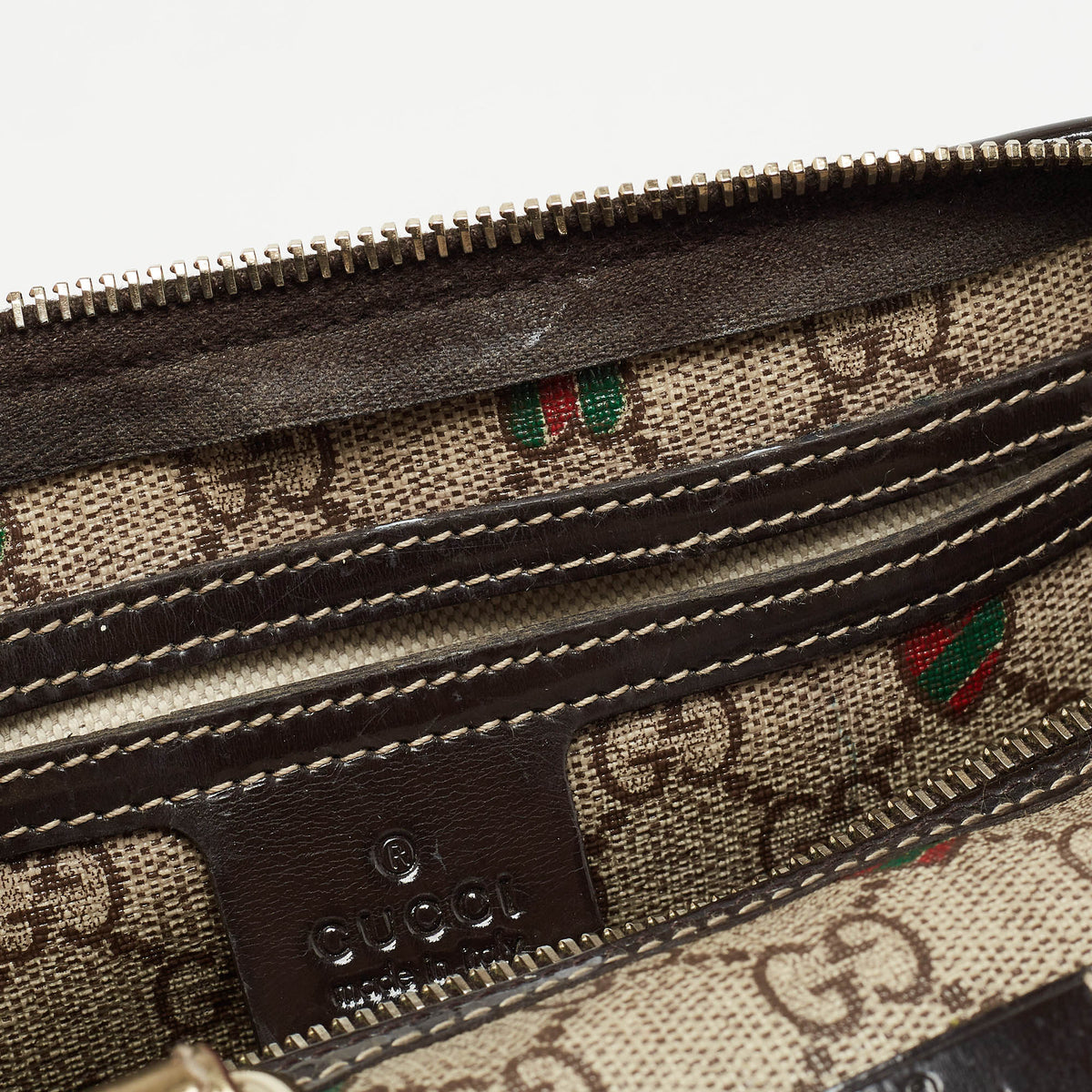 GUCCI Brown/Beige GG Supreme Canvas and Leather Medium Heart Joy Boston Bag