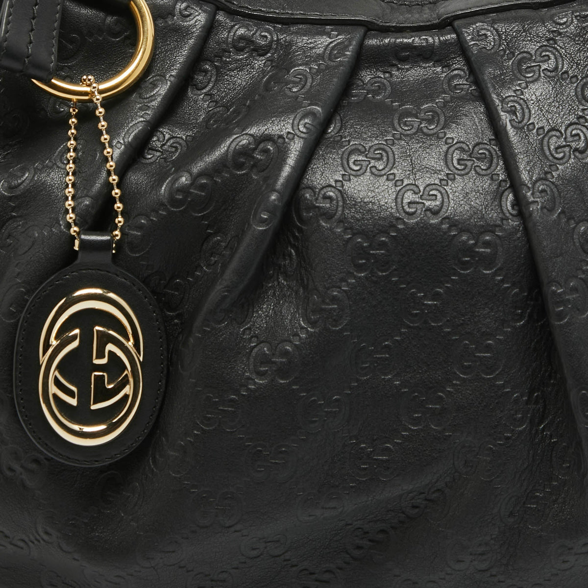 GUCCI Black ssima Leather Medium Sukey Tote