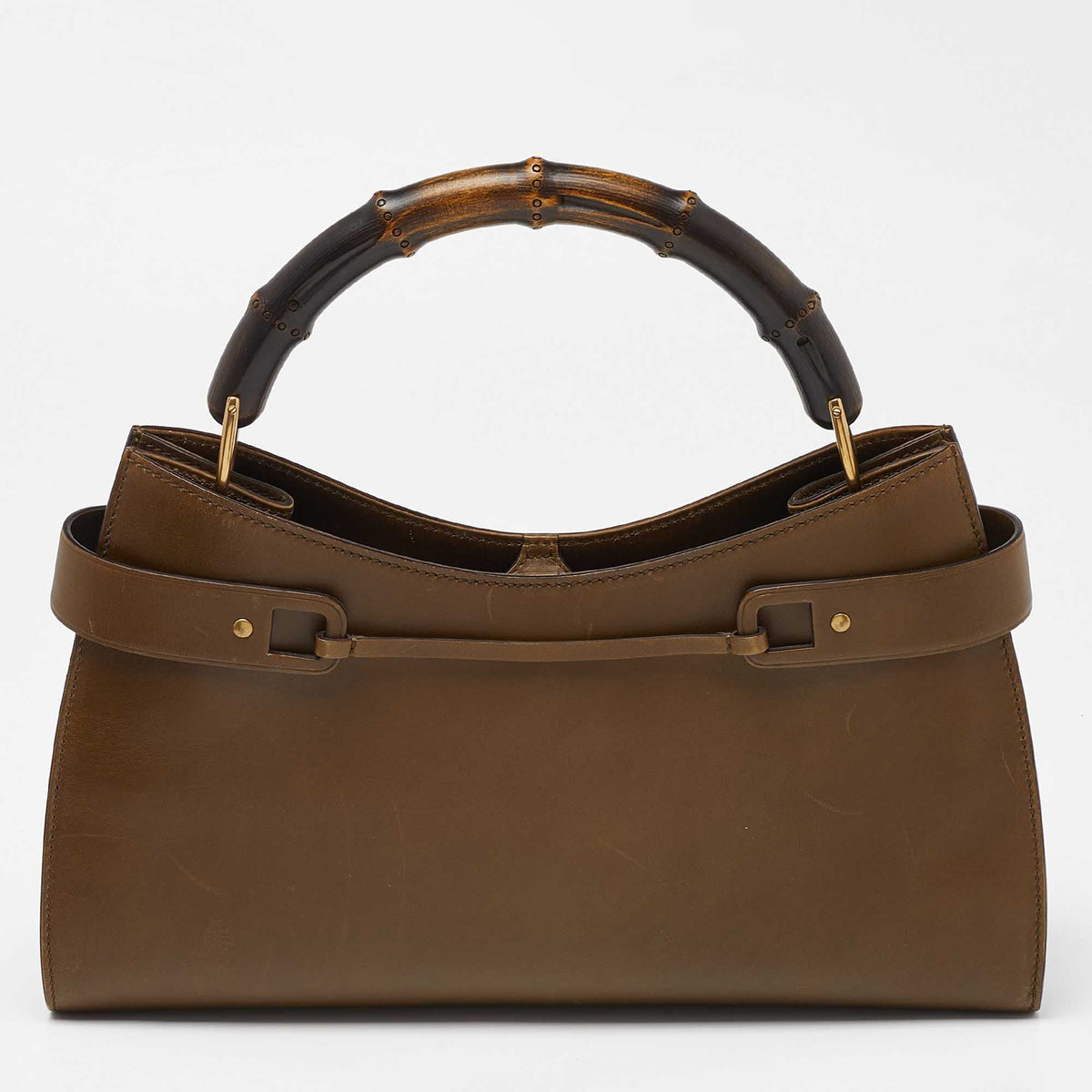 GUCCI Green Leather Vintage Bamboo Bag