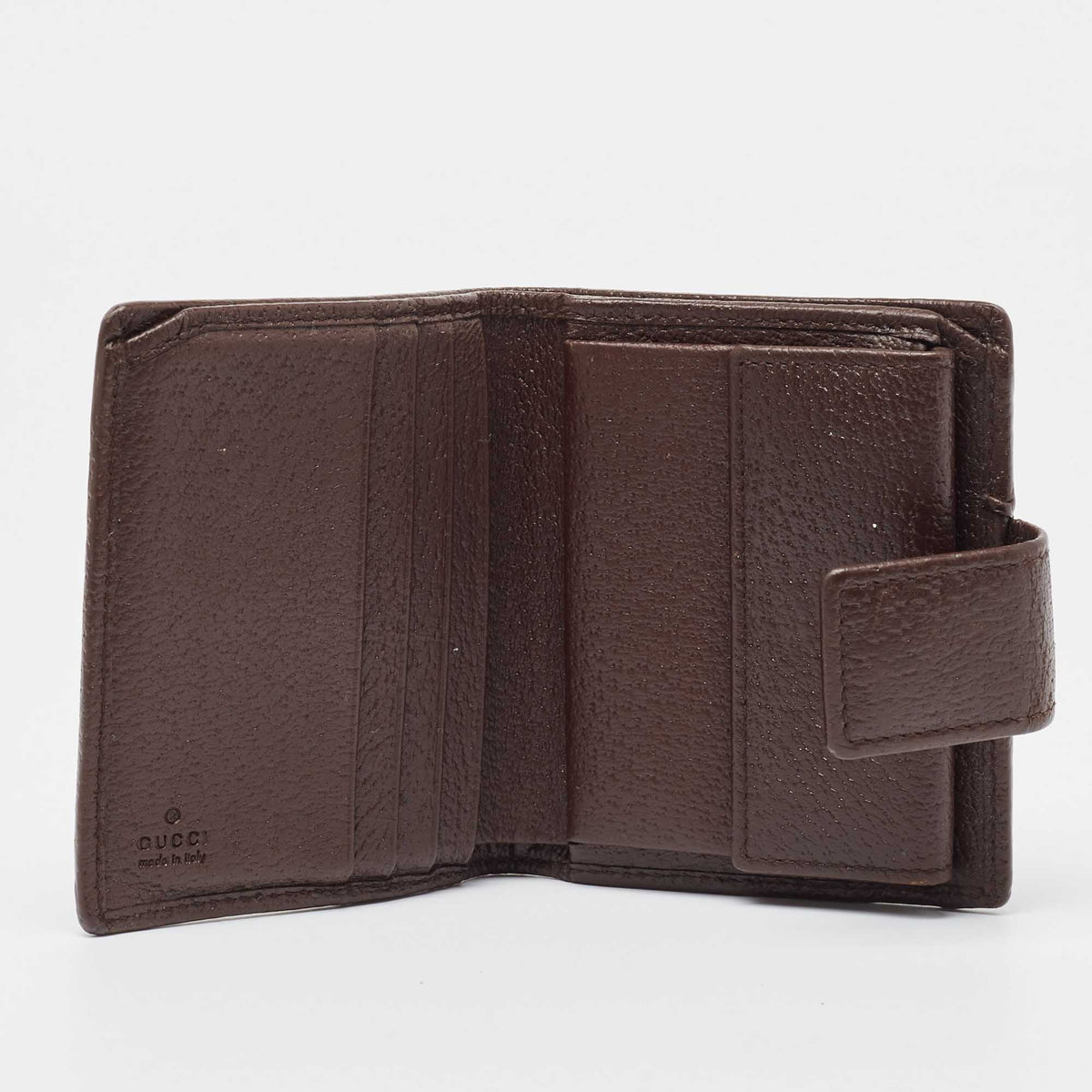 GUCCI Beige/Brown GG Canvas and Leather Flap Bifold Wallet