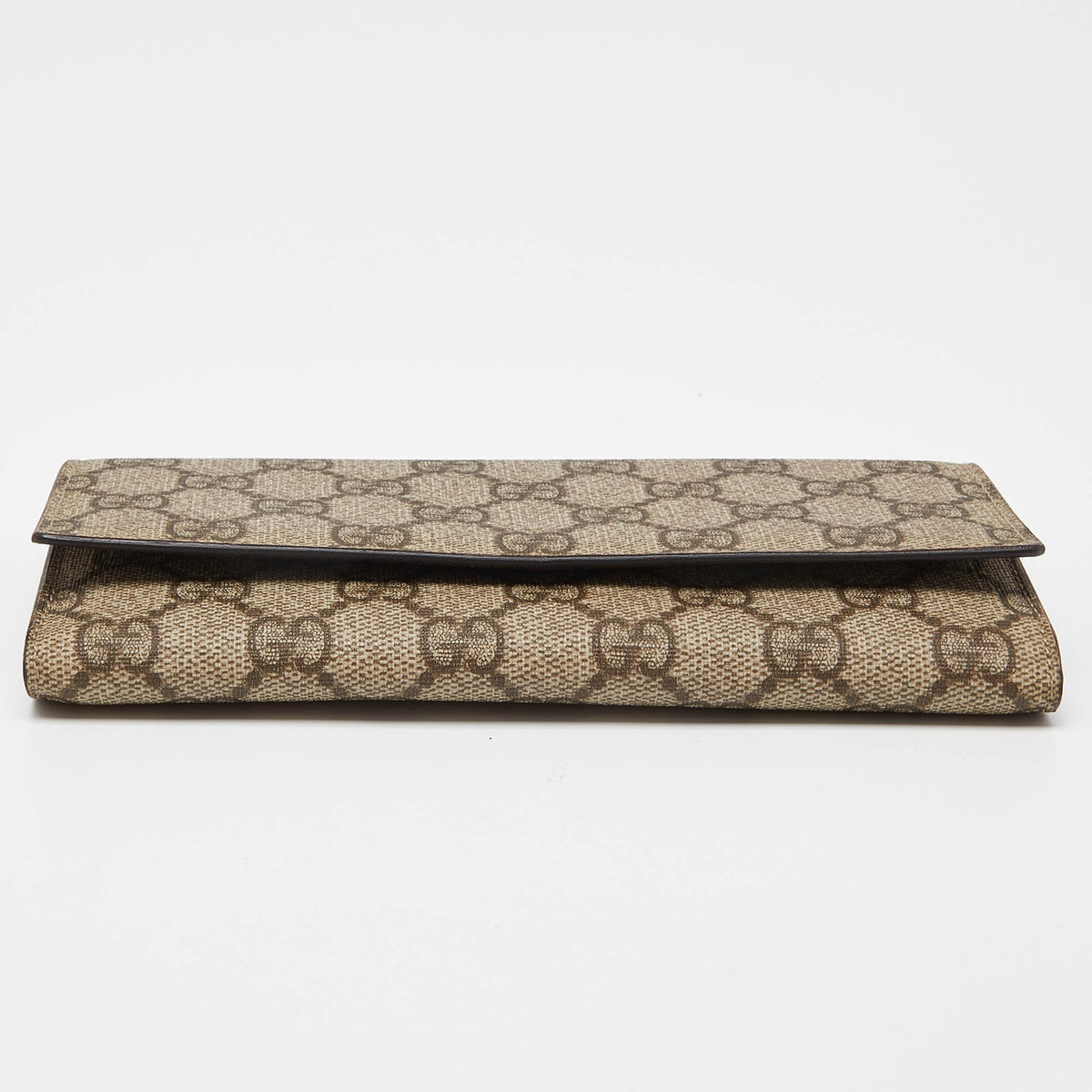 GUCCI Beige GG Supreme Canvas and Leather Continental Wallet