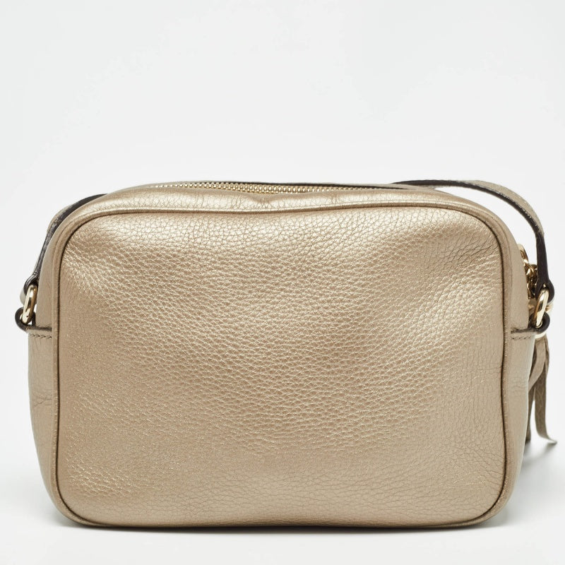 GUCCI Metallic Leather Leather Small Soho Disco Crossbody Bag