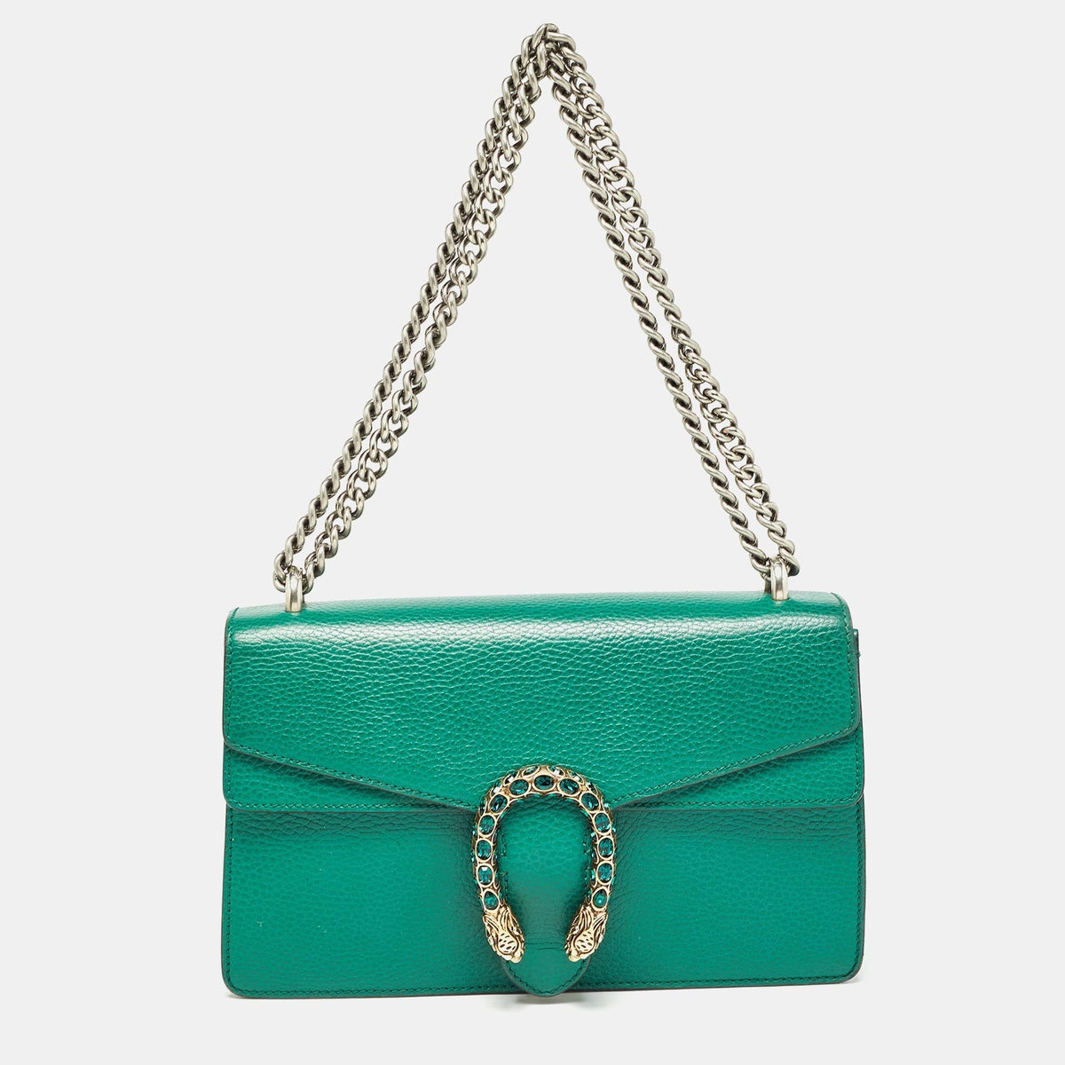 GUCCI Green Leather Small Dionysus Crystals Shoulder Bag