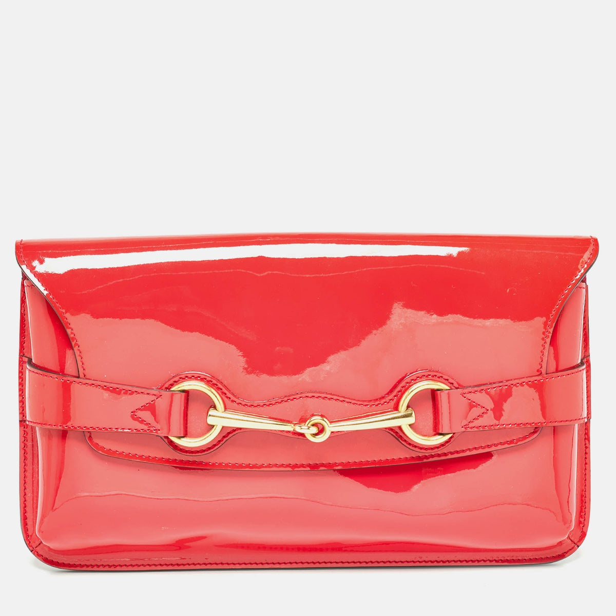 GUCCI Red Patent Leather Bright Bit Clutch