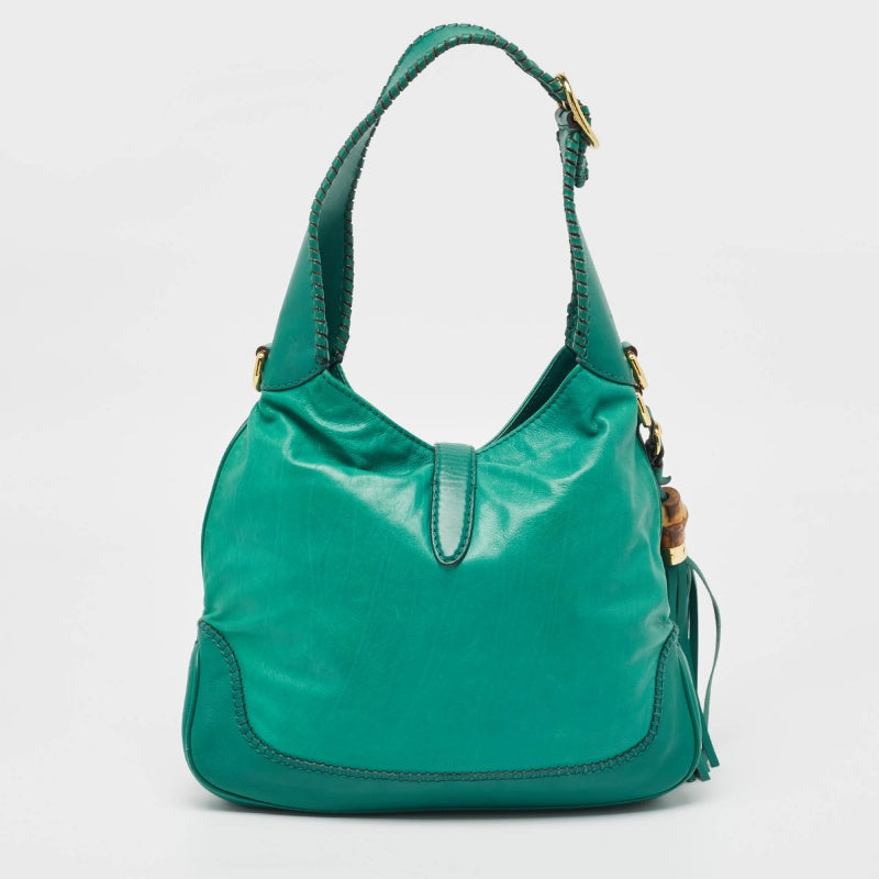 GUCCI Green Leather Medium New Jackie Hobo