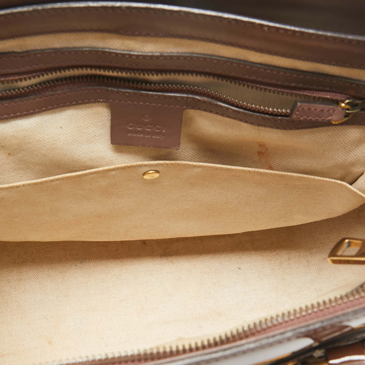 GUCCI Old Rose Patent Leather Bright Bit Tote