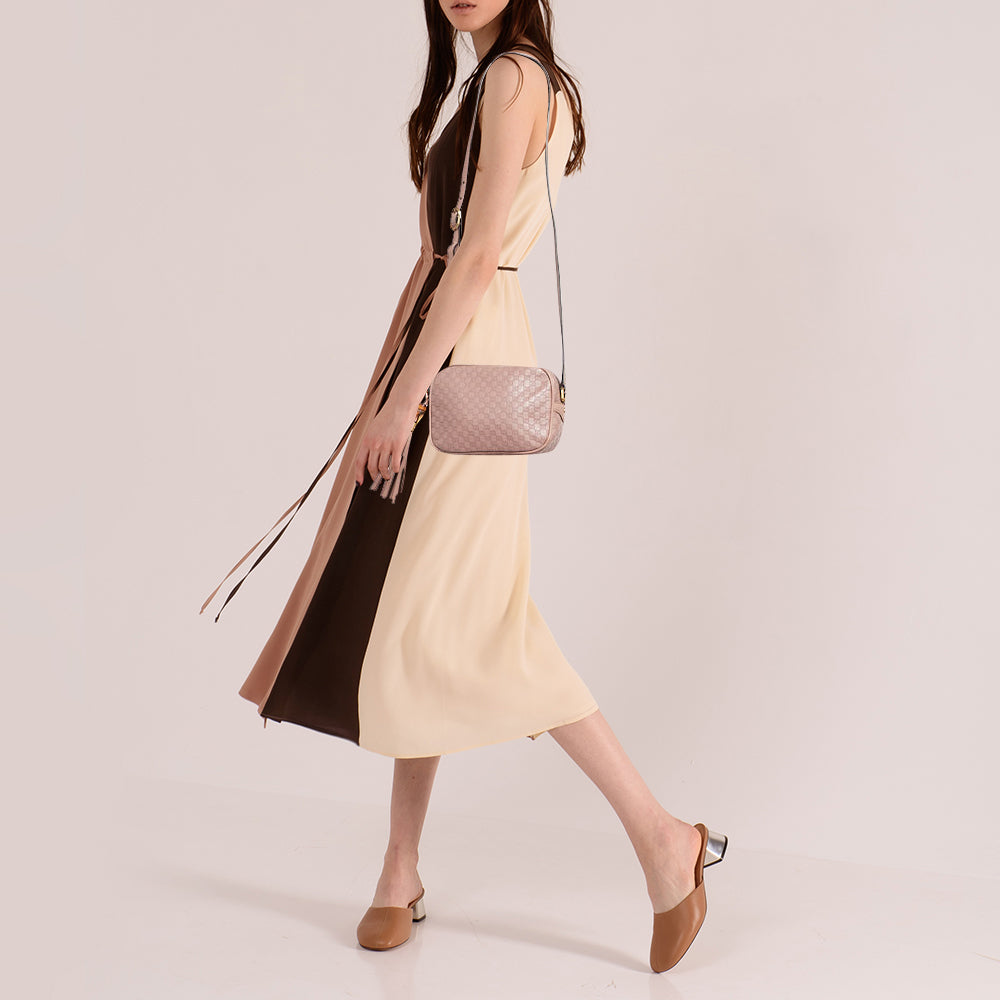 GUCCI Pink Micro ssima Leather Sunshine Disco Crossbody Bag