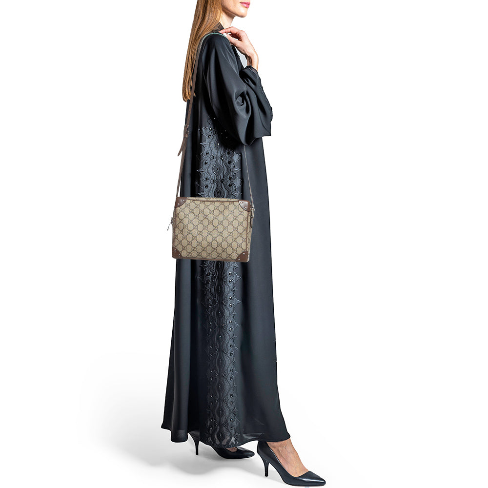 GUCCI Brown/Beige GG Supreme Canvas Soft Trunk Crossbody Bag