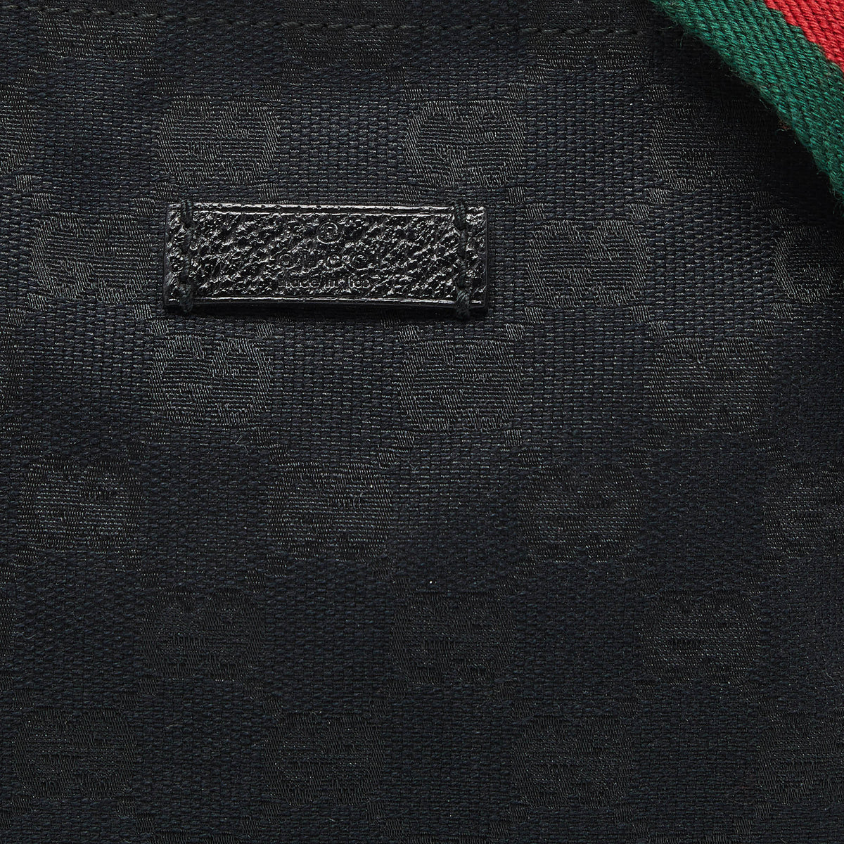 GUCCI Black GG Canvas Zip Web Crossbody Bag