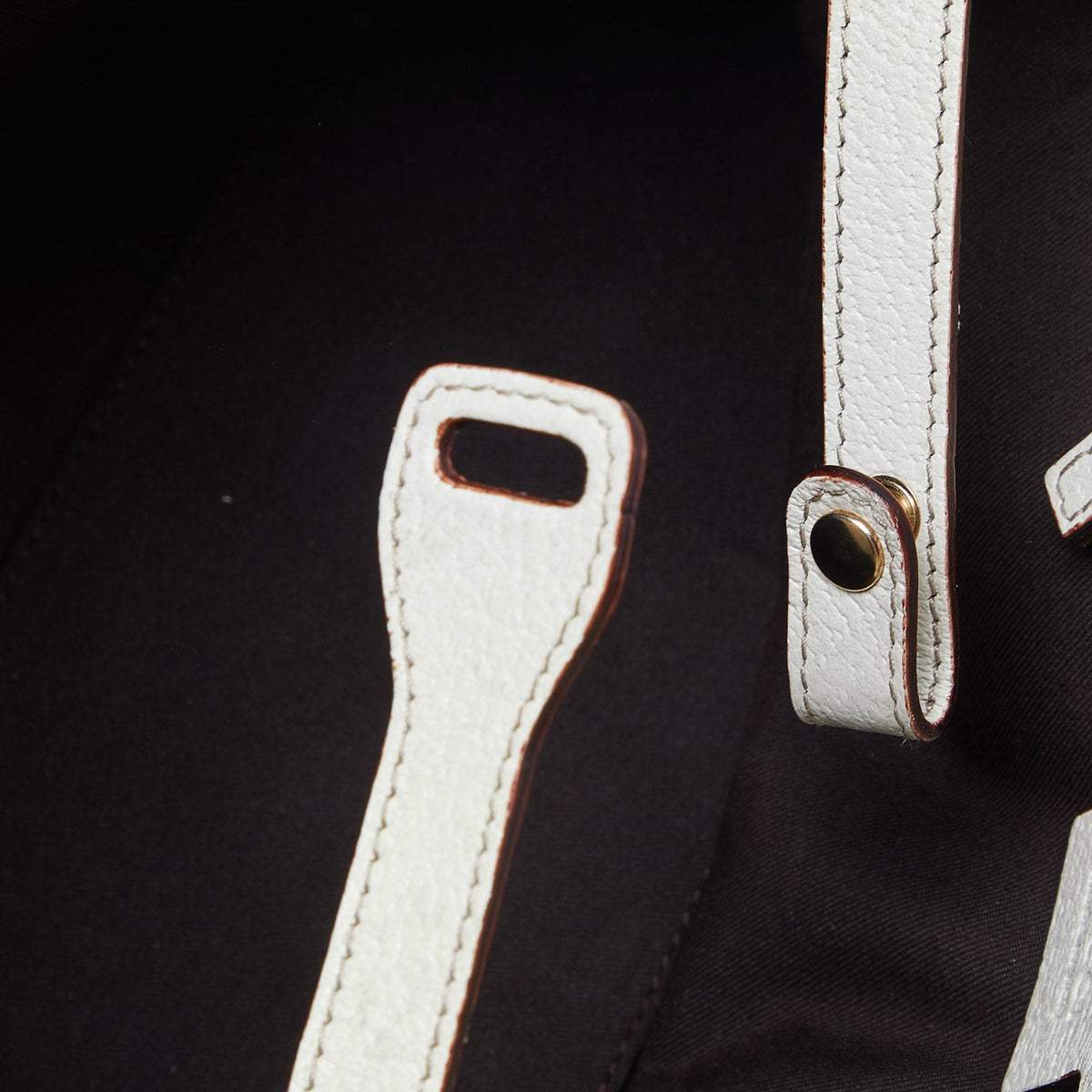 GUCCI Off-White/Beige Monogram Canvas and Leather Metal Buckle Shoulder Bag