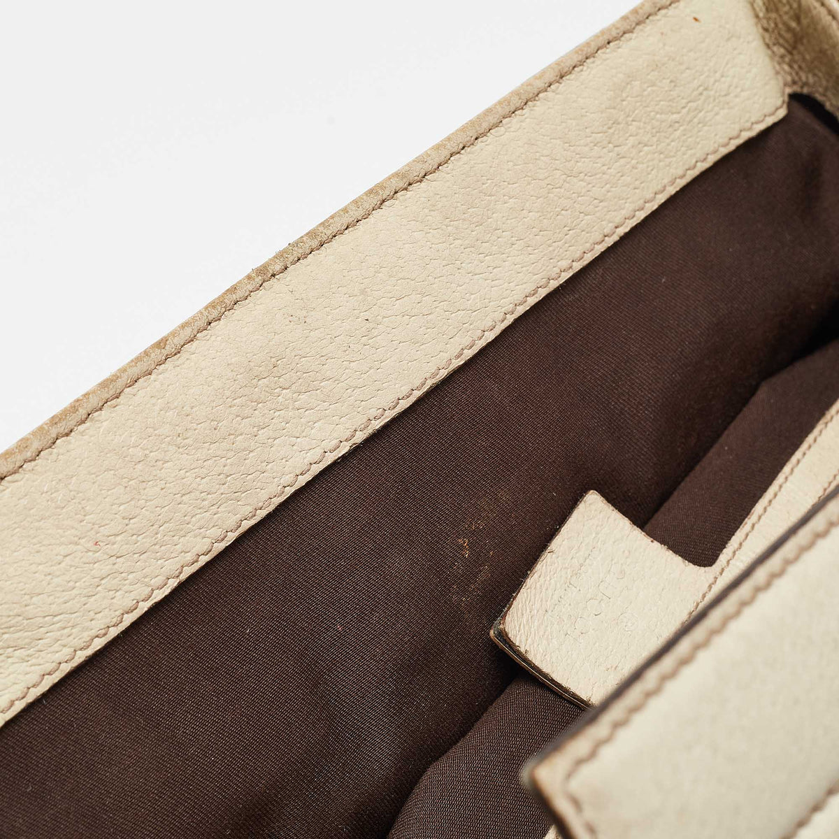 GUCCI Off White/Beige GG Canvas and Leather Web Treasure Boston Bag