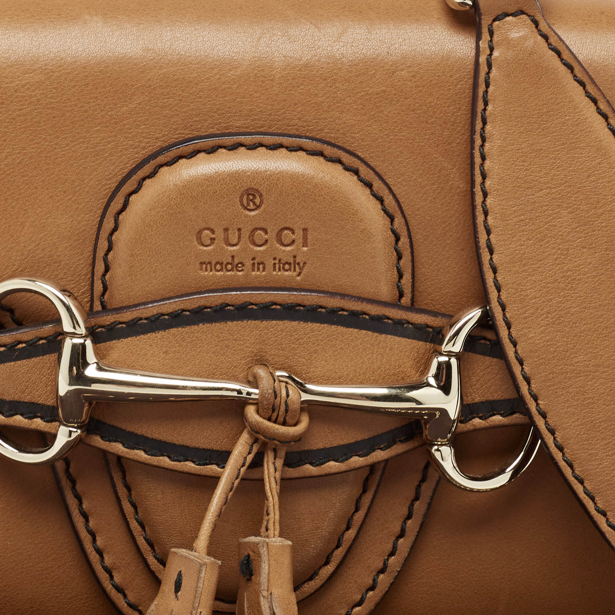 GUCCI Brown Leather Emily Chain Crossbody Bag