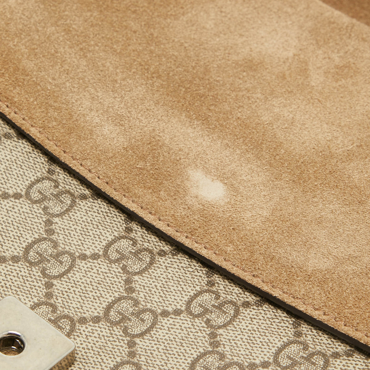 GUCCI Beige GG Supreme Canvas and Suede Medium Dionysus Shoulder Bag