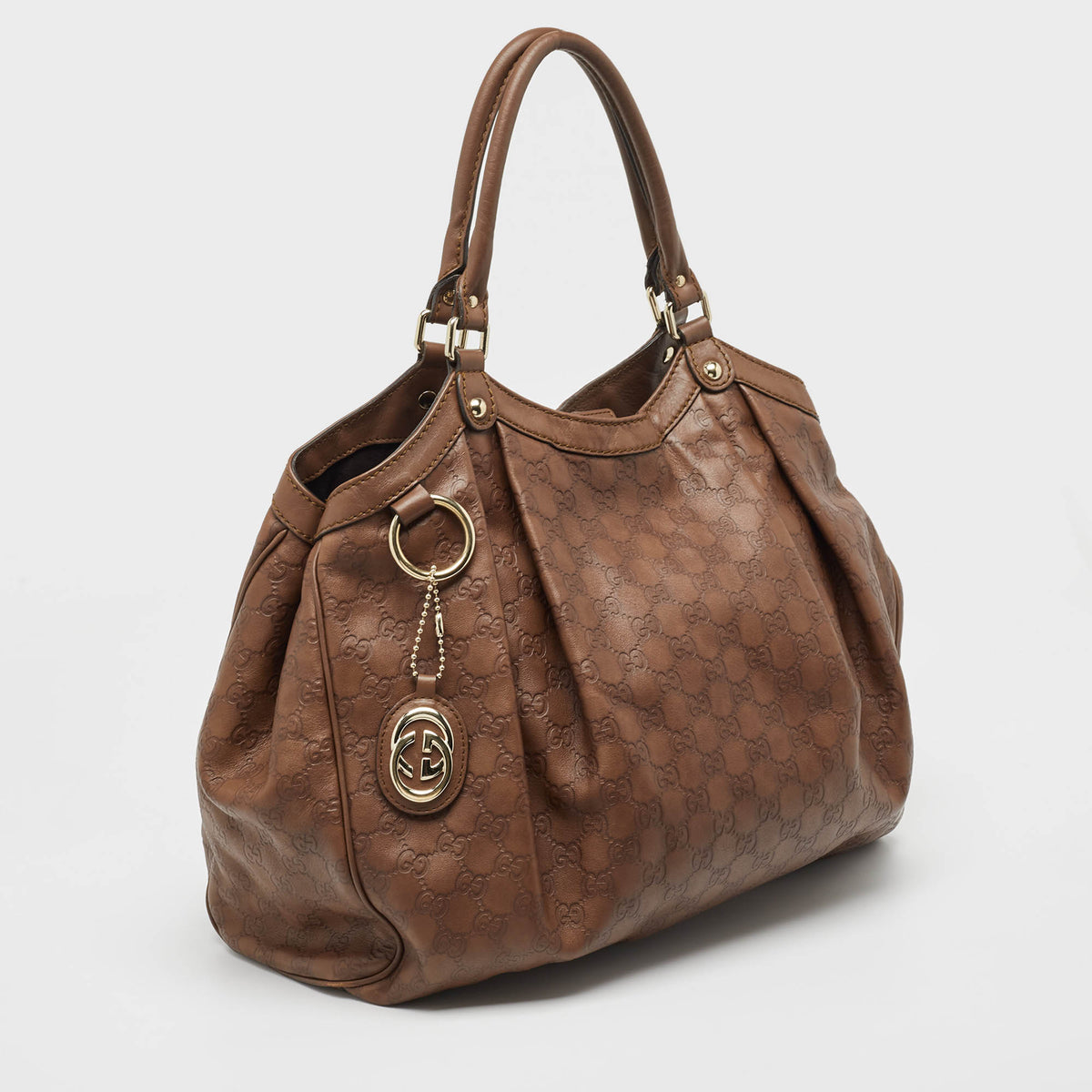 GUCCI Brown ssima Leather Large Sukey Tote