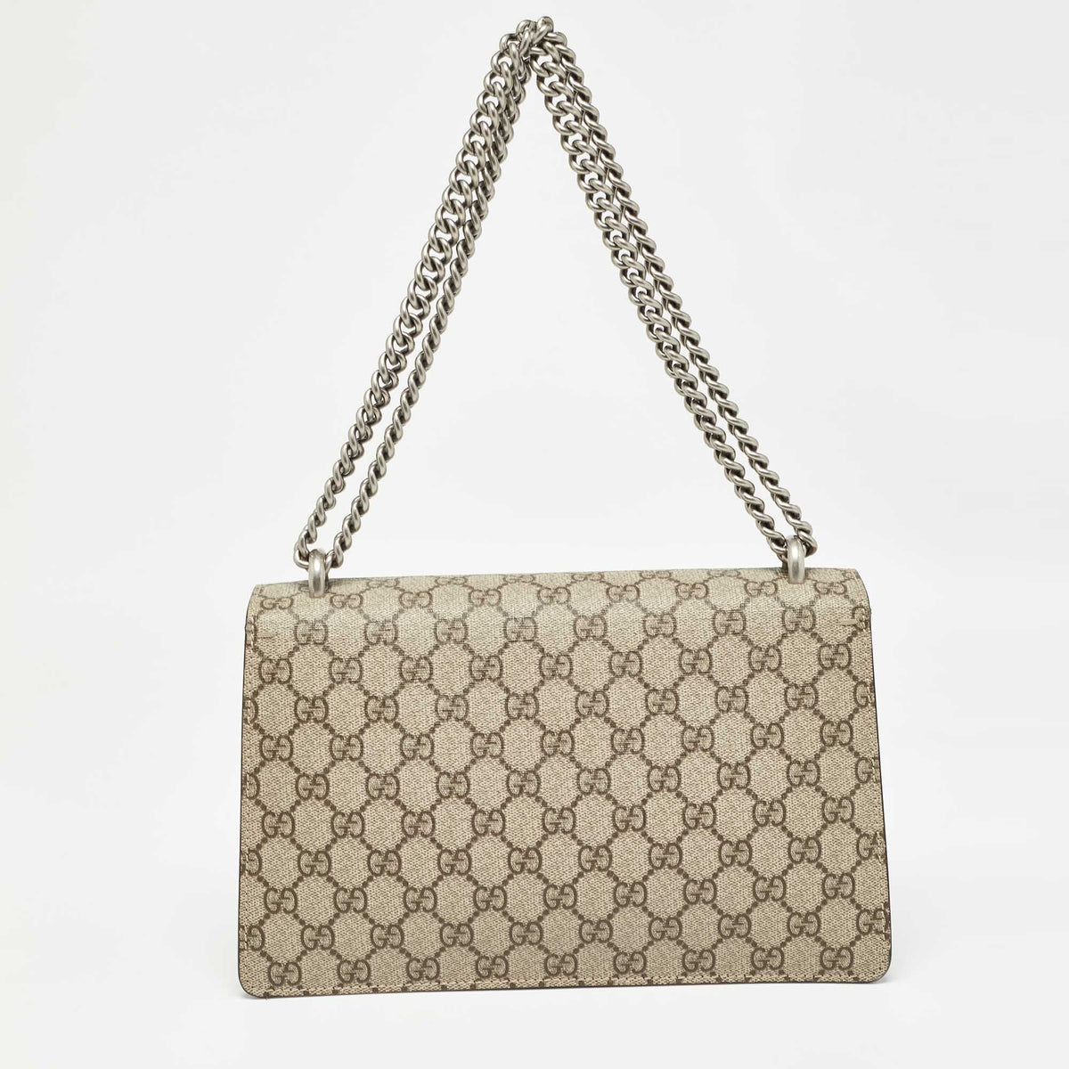 GUCCI Beige GG Supreme Canvas and Suede Small Dionysus Shoulder Bag