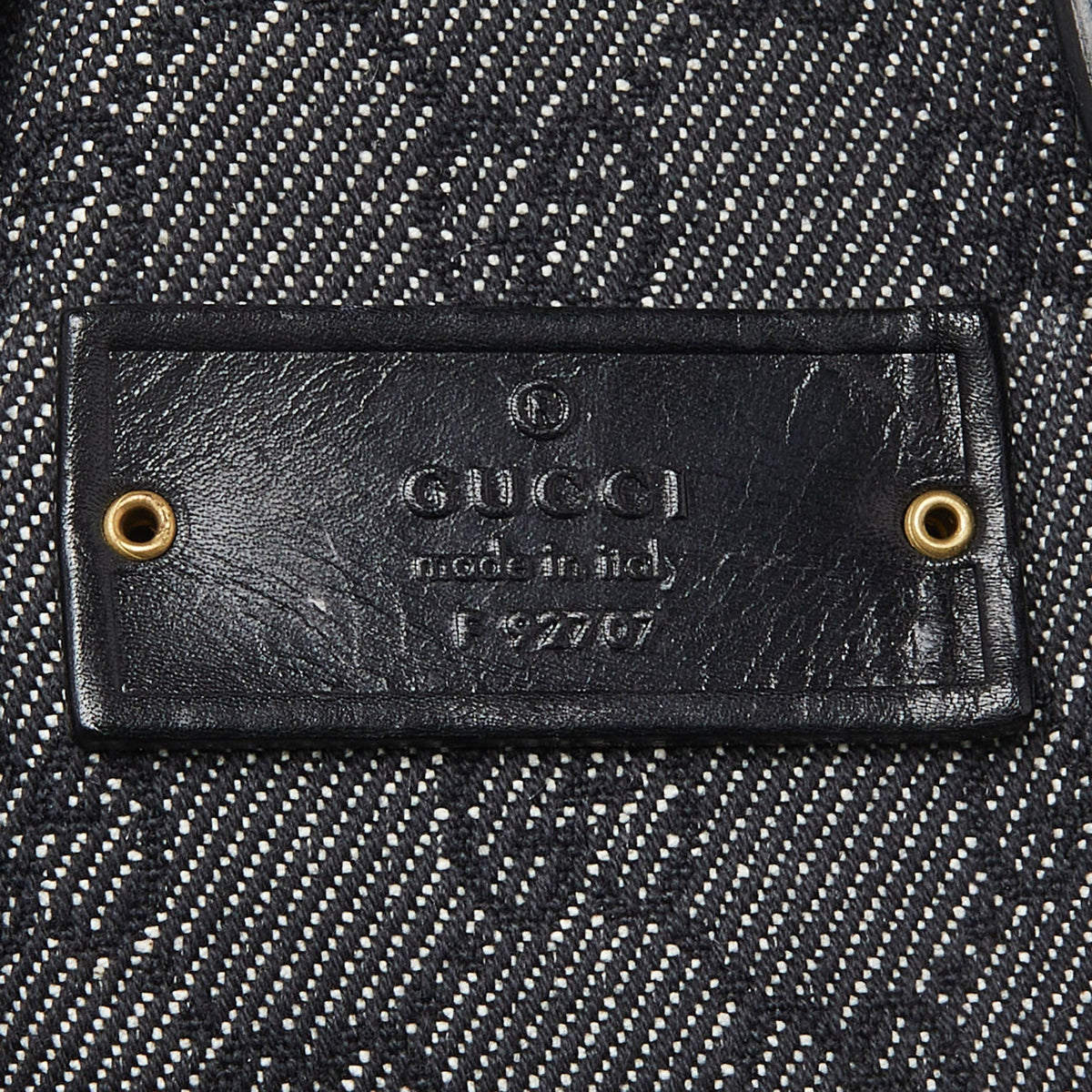 GUCCI Grey/Black GG Canvas and Leather Zip Bag
