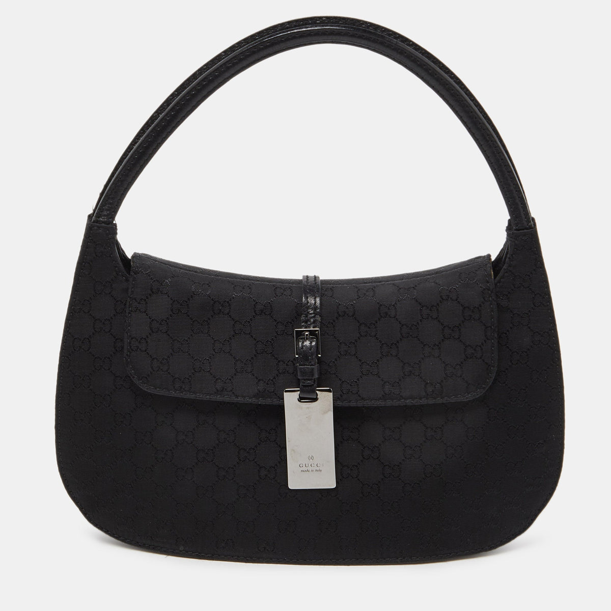 GUCCI Black Micro ssima Nylon and Leather Pochette
