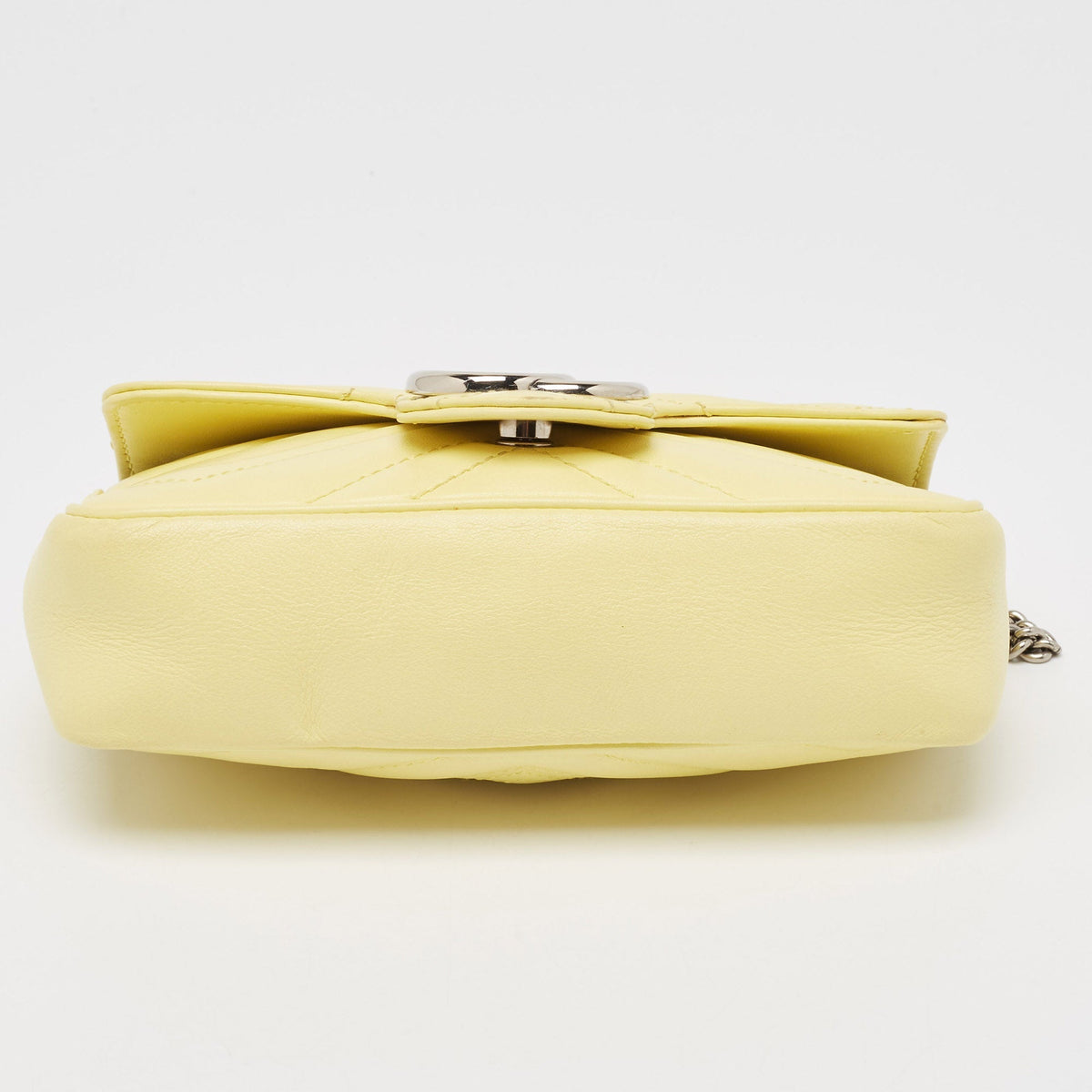 GUCCI Yellow Matelasse Leather Super Mini GG Marmont Shoulder Bag