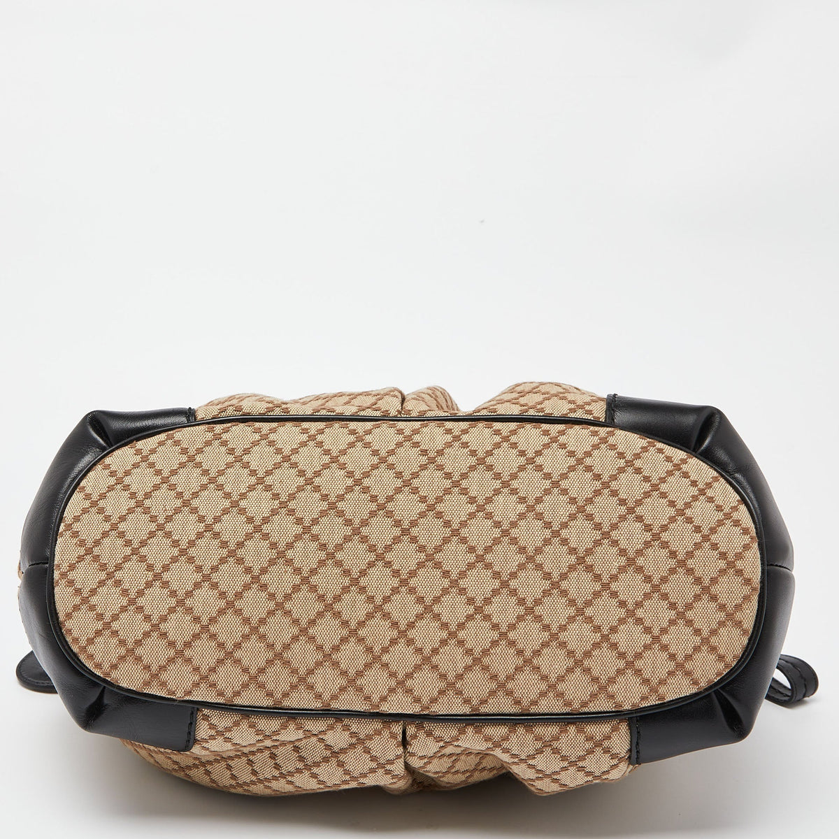GUCCI Black/Beige Diamond Canvas and Leather Medium Sukey Tote