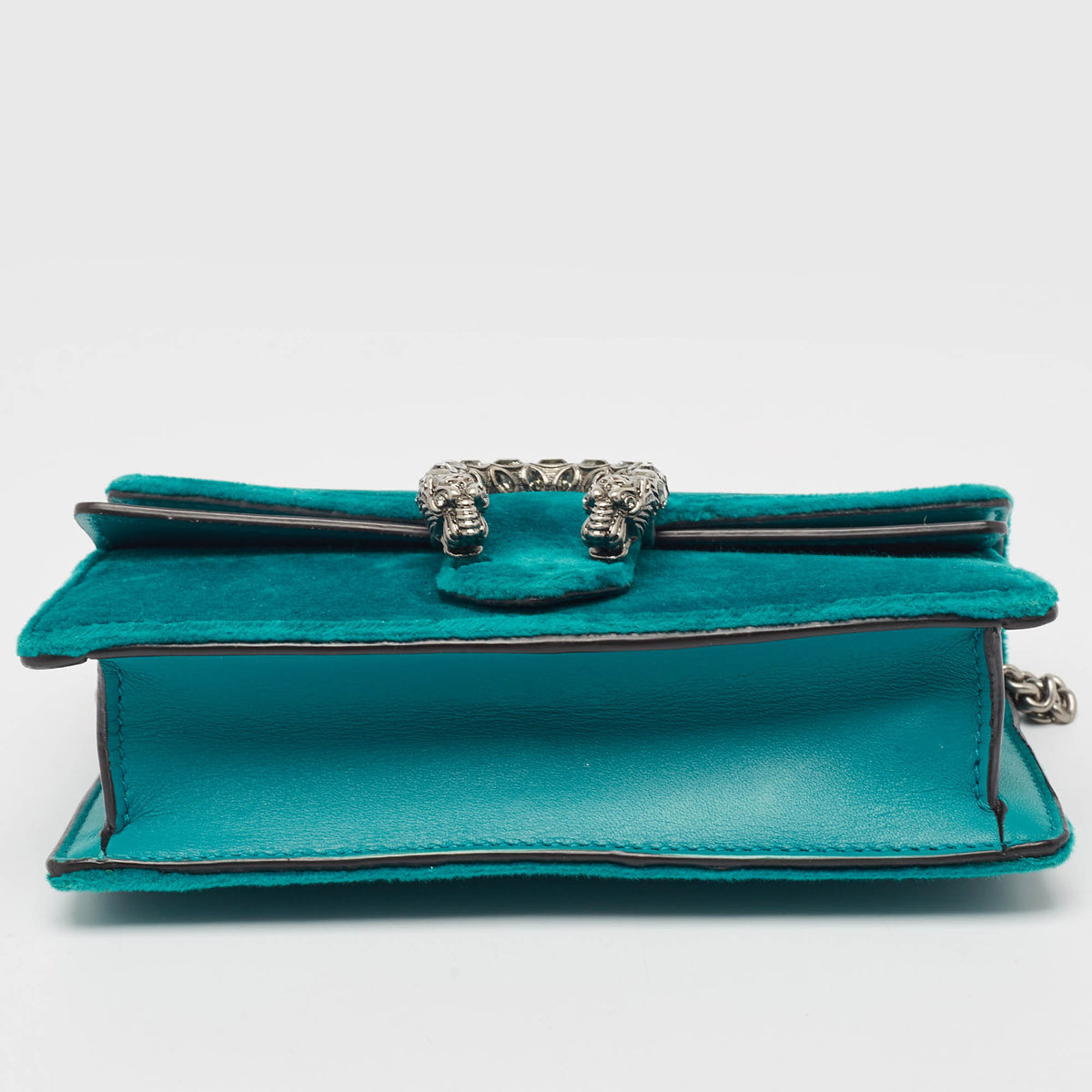 GUCCI Teal Velvet and Leather Super Mini Dionysus Shoulder Bag