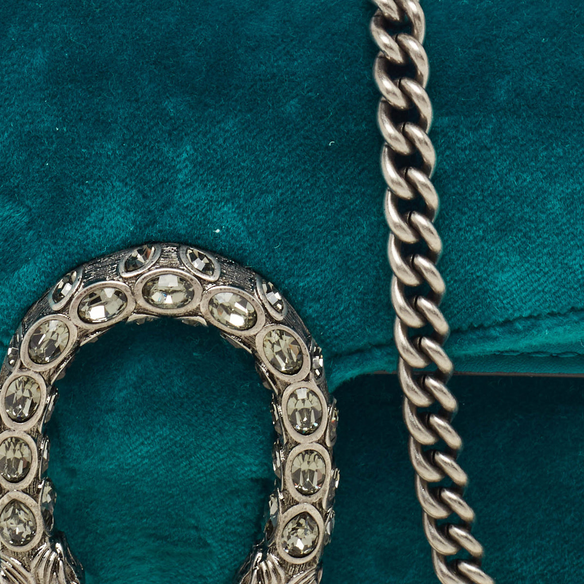 GUCCI Teal Velvet and Leather Super Mini Dionysus Shoulder Bag