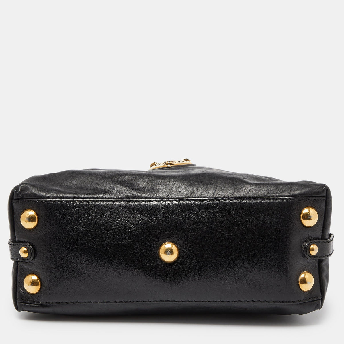 GUCCI Black Studded Leather Babouska Dome Bag