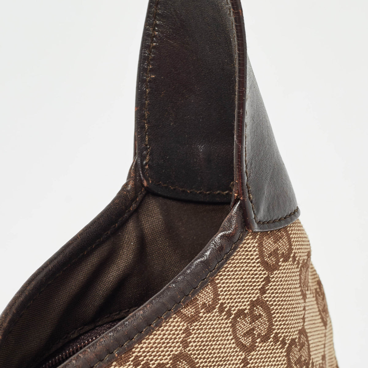 GUCCI Brown/Beige GG Canvas and Leather Bardot Hobo