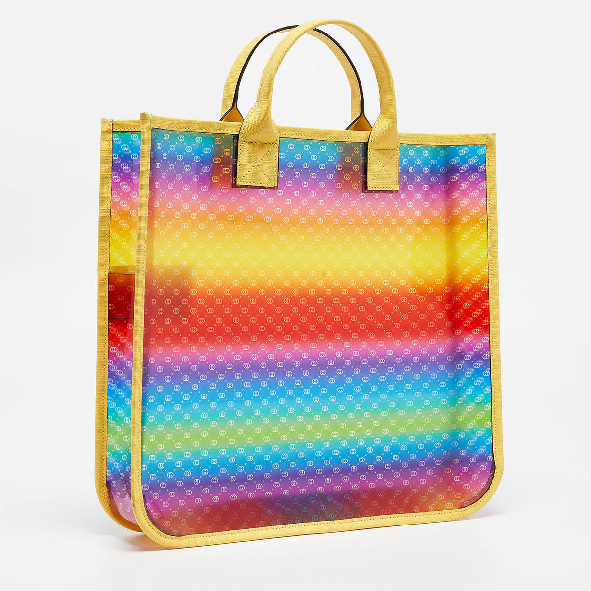 GUCCI Multicolor Micro GG Vinyl and Leather Tote