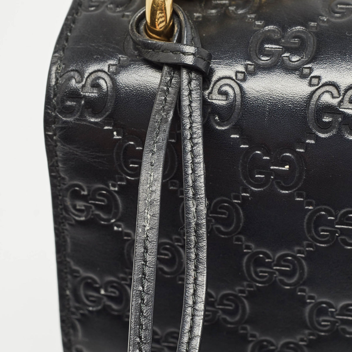 GUCCI Black ssima Leather Medium Padlock Shoulder Bag