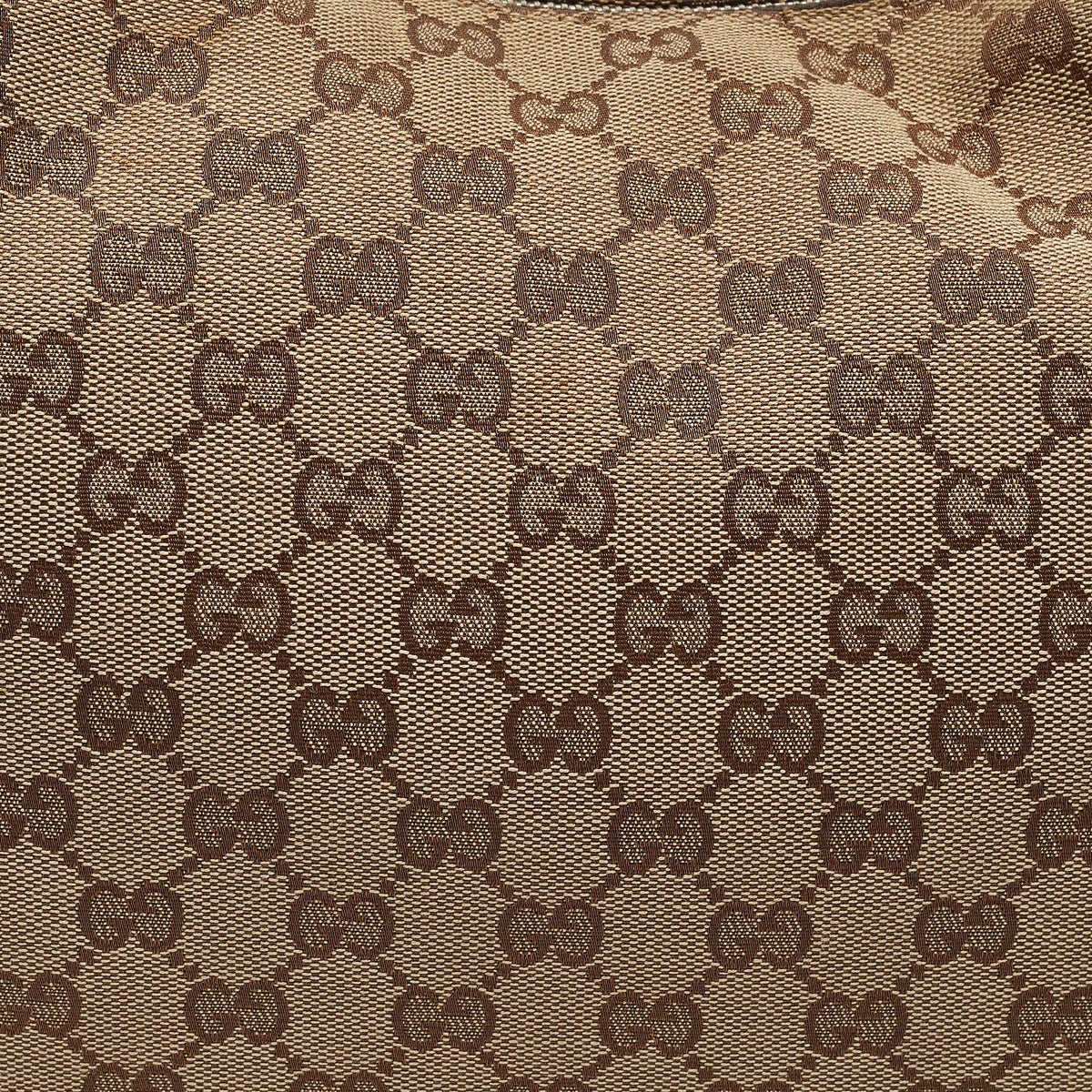 GUCCI White/Beige GG Canvas Medium Horsebit Hobo