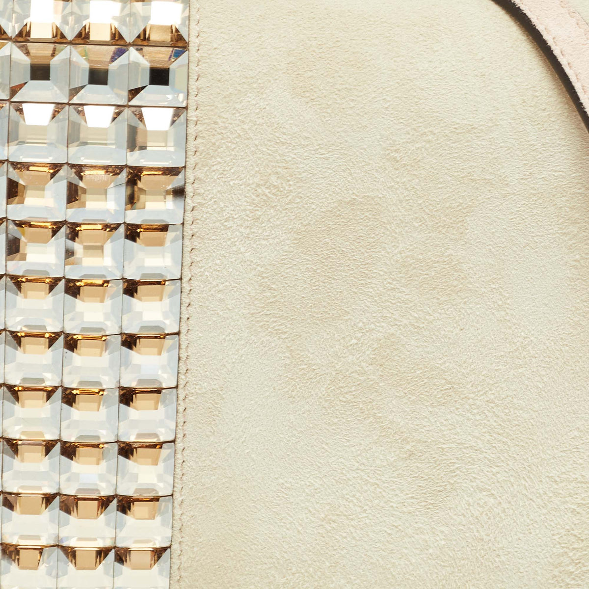 GUCCI Beige Suede Crystals Embellished Flap Chain Clutch