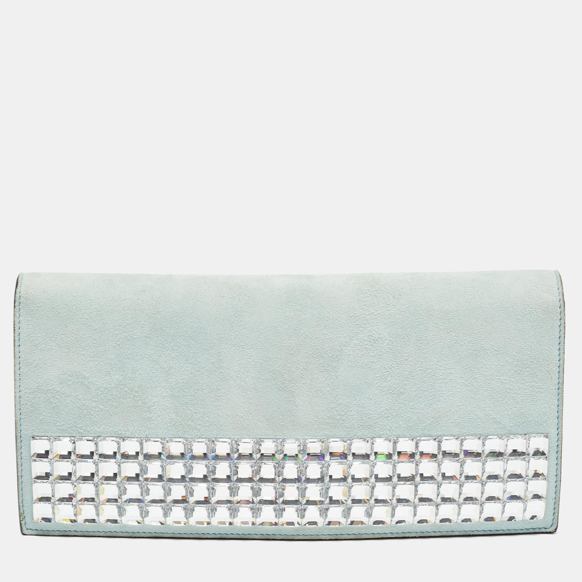 GUCCI Light Blue Suede Broadway Clutch