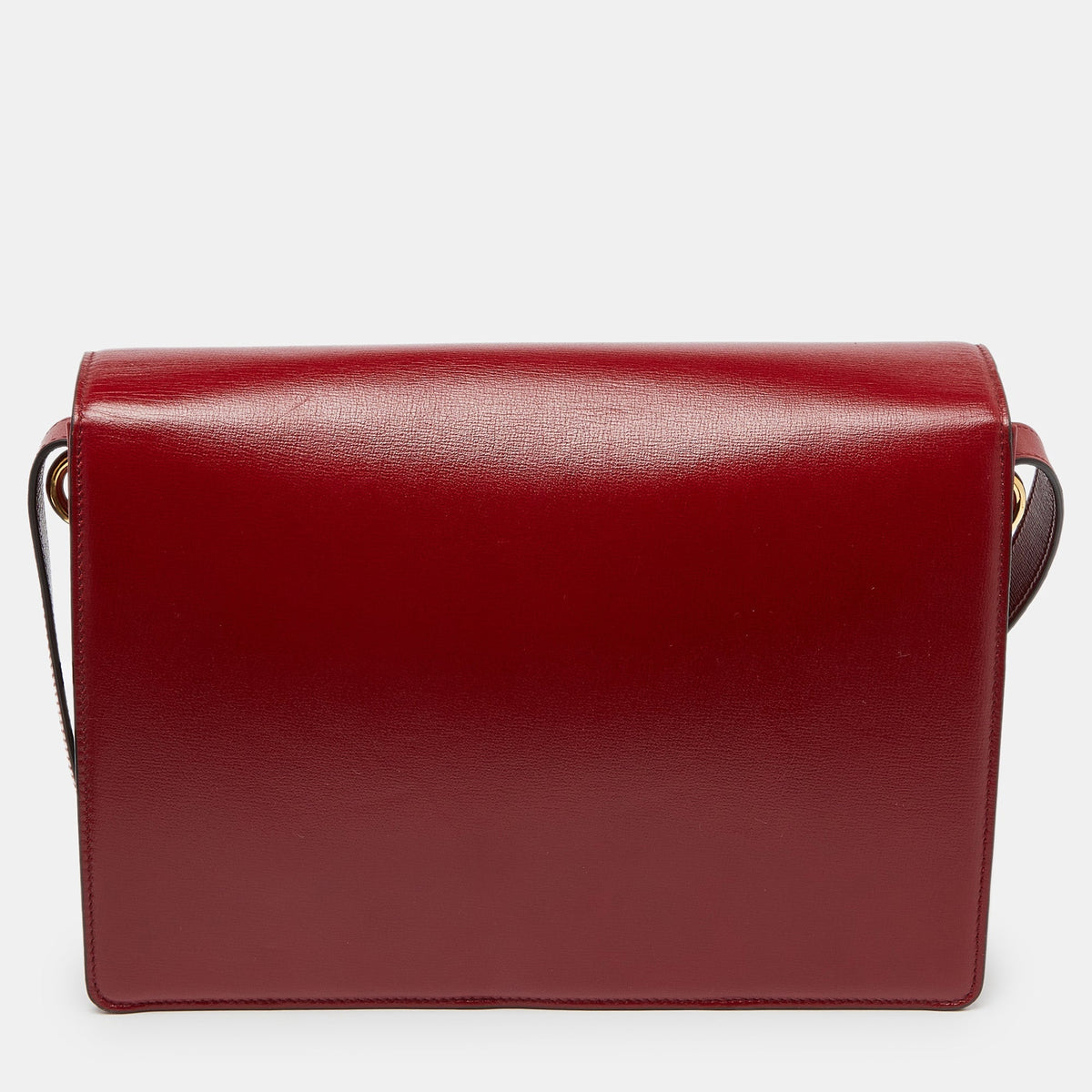 GUCCI Red Leather Medium Torchon GG Ring Shoulder Bag