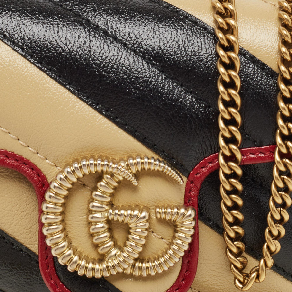 GUCCI Tricolor Matelasse Leather Super Mini GG Marmont Torchon Bag
