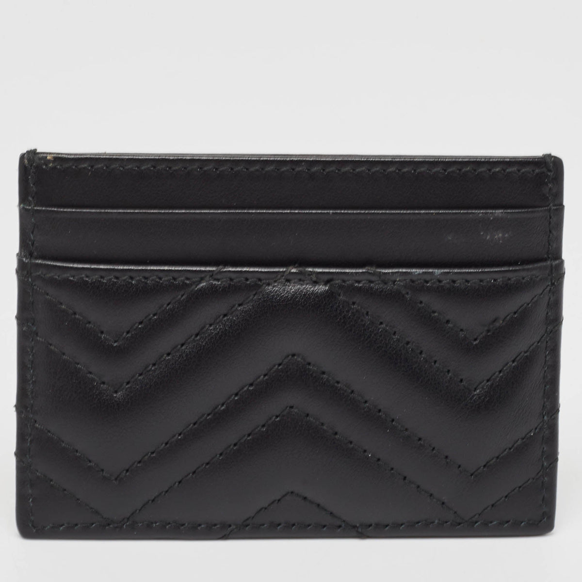 GUCCI Black Matelasse Leather GG Marmont Card Holder