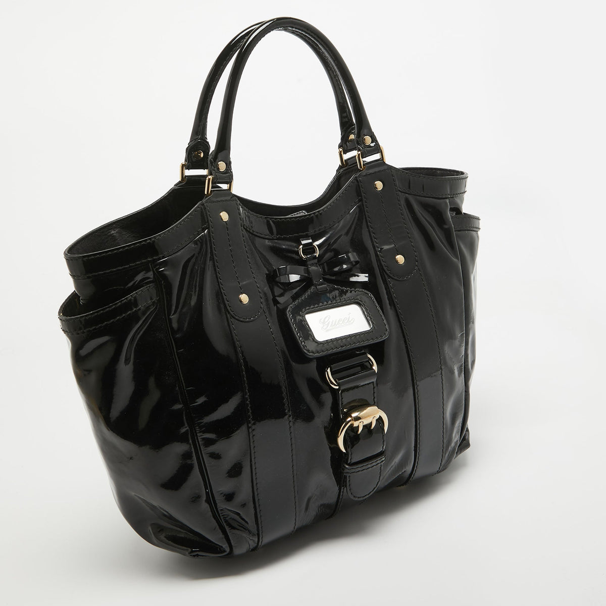 GUCCI Black Patent Leather Vanity Tote