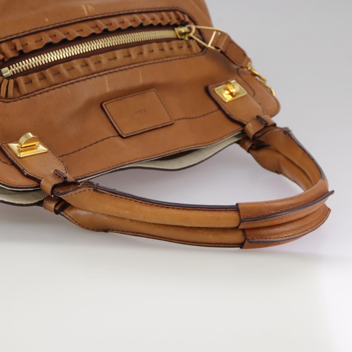 Chloe Margaret Hand Bag Leather 2way Brown Gold mr897