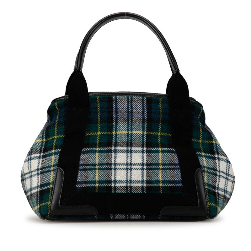 balenciaga Wool Leather Navy Cabas S Tote Bag