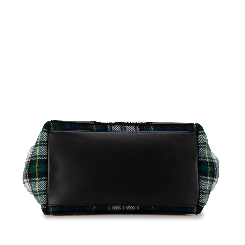balenciaga Wool Leather Navy Cabas S Tote Bag