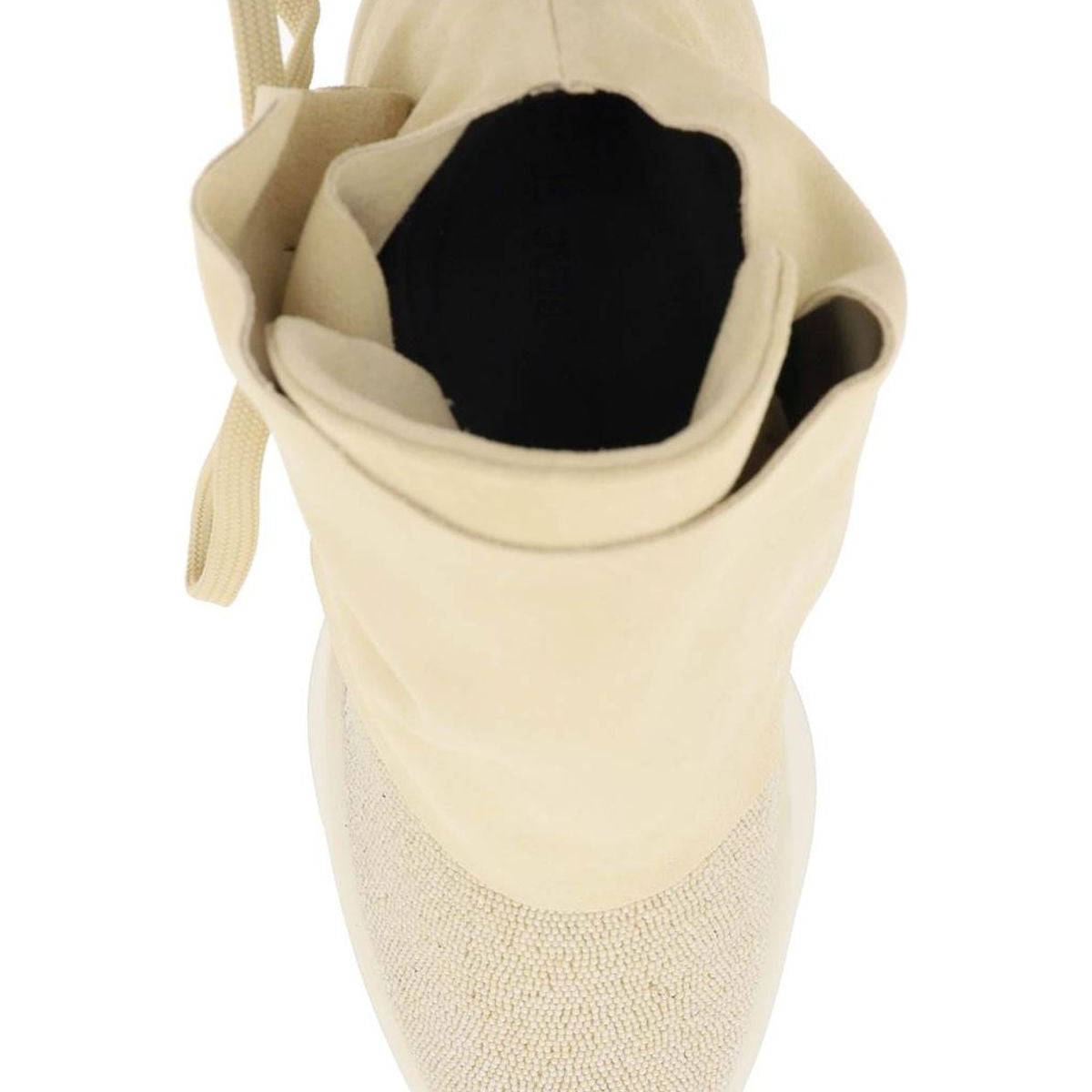 MID-TOP SUEDE AND BEAD SNEAKERS.