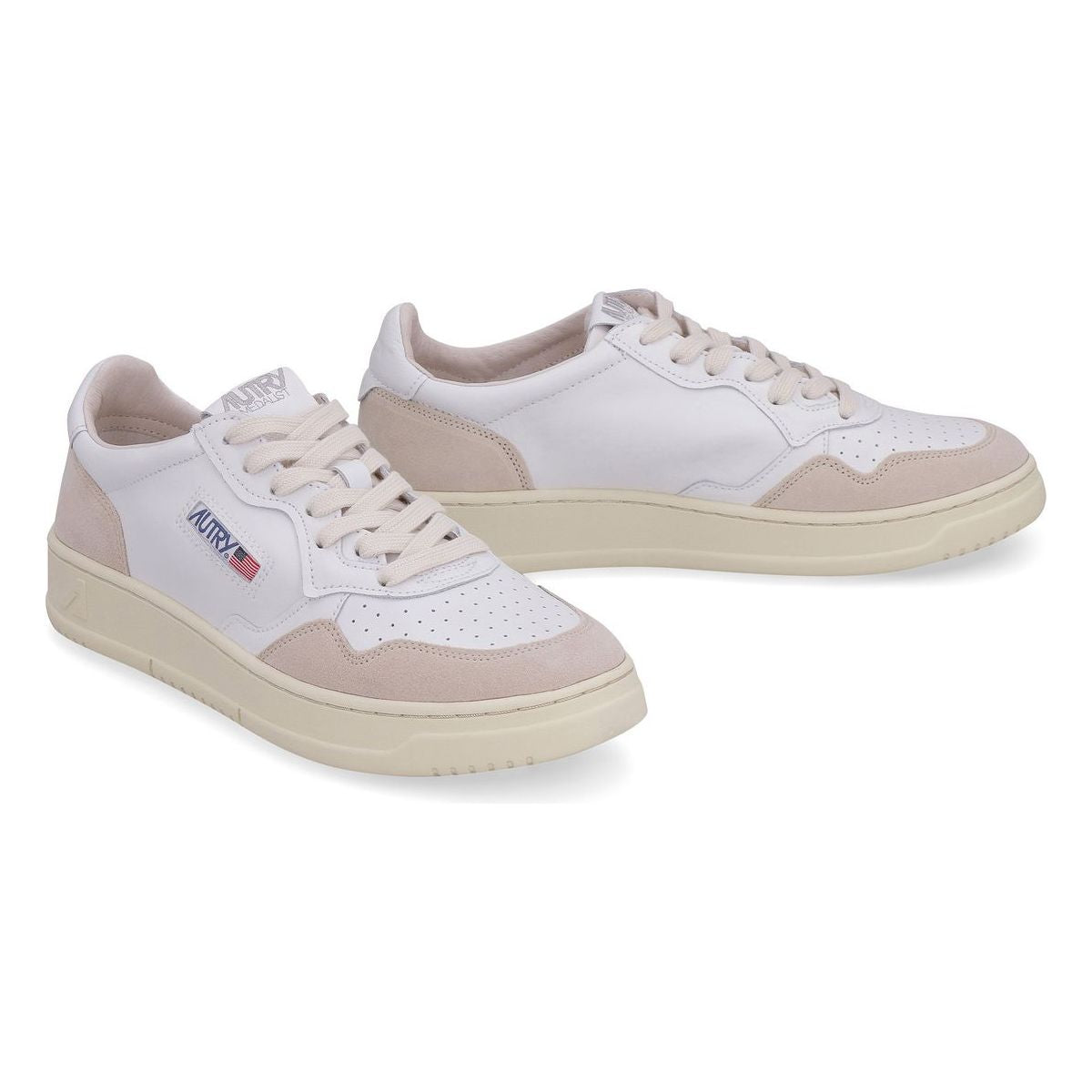 WHITE LEATHER LOW-TOP SNEAKERS