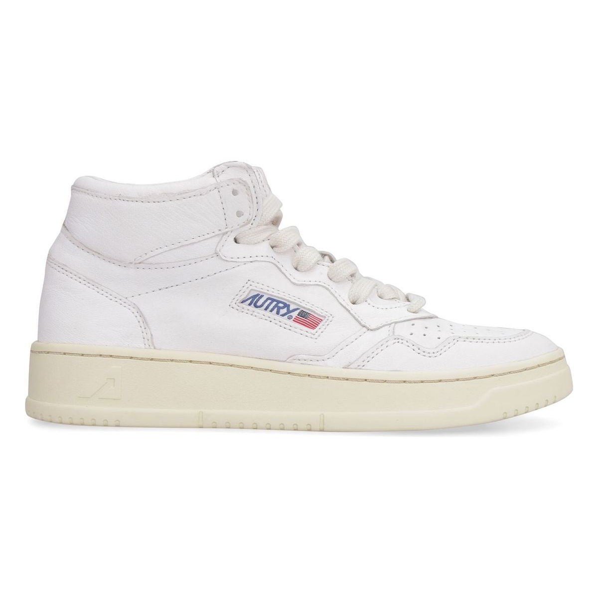 WHITE LEATHER HIGH-TOP SNEAKERS