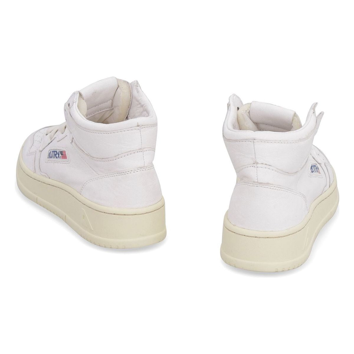 WHITE LEATHER HIGH-TOP SNEAKERS