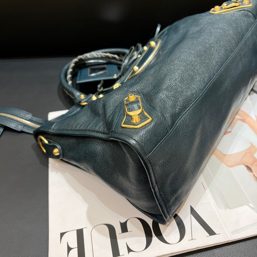 balenciaga Black Leather Motorcycle Bag Large
