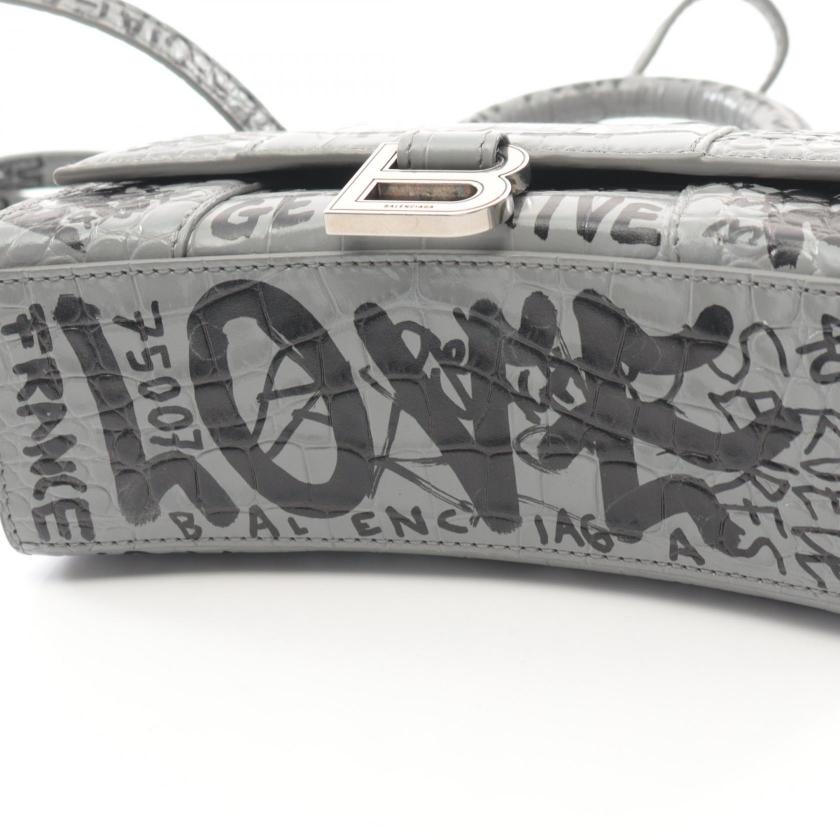 balenciaga Hourglass XS Handbag Leather Gray 2WAY