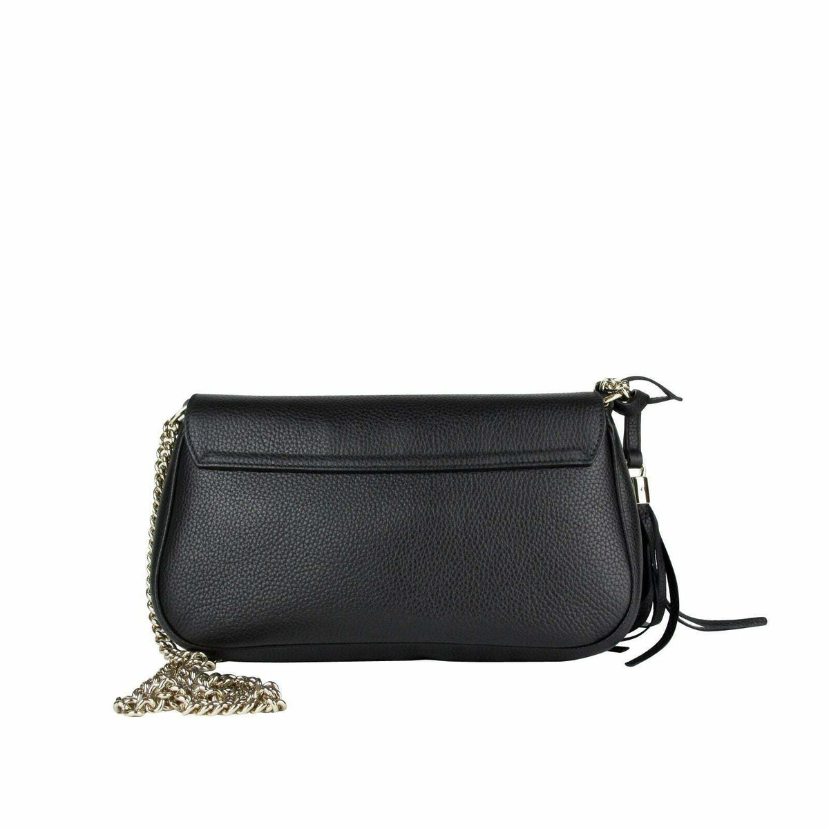 Gucci Soho Interlocking GG Black Leather Chain Flap Shoulder Bag Handb